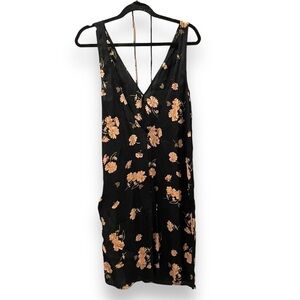 REFORMATION | Black Peach Floral Crepe Tie Waist Dress | Size XS
